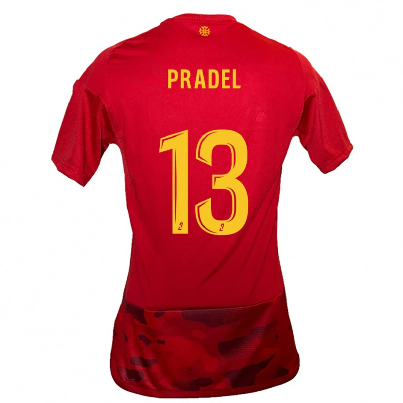 Danxen Kinder Thibaut Pradel #13 Rot Gelb Heimtrikot Trikot 2025/26 T-Shirt Schweiz