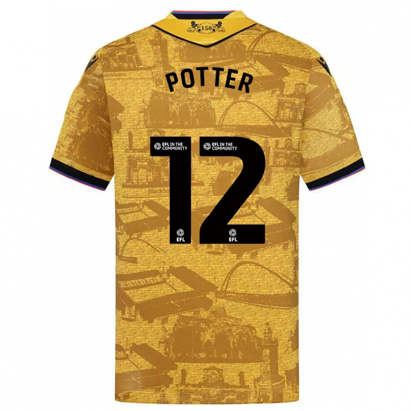 Danxen Kinder Aaron Potter #12 Gold Schwarz Auswärtstrikot Trikot 2025/26 T-Shirt Schweiz