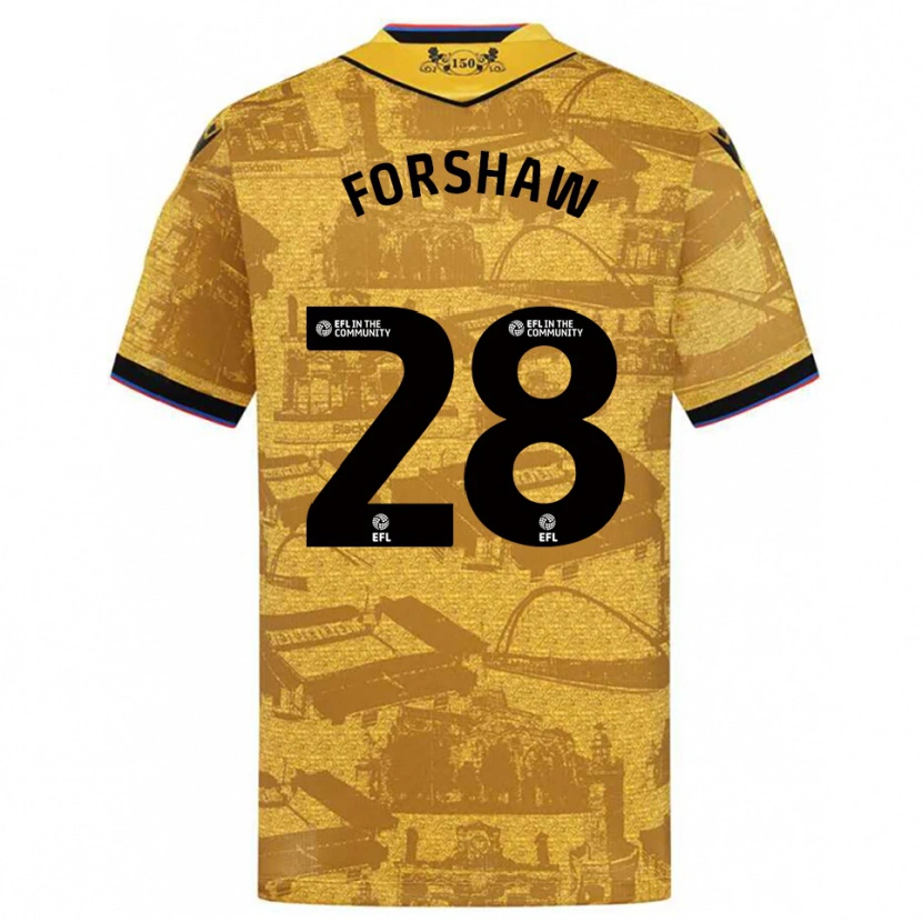 Danxen Kinder Adam Forshaw #28 Gold Schwarz Auswärtstrikot Trikot 2025/26 T-Shirt Schweiz