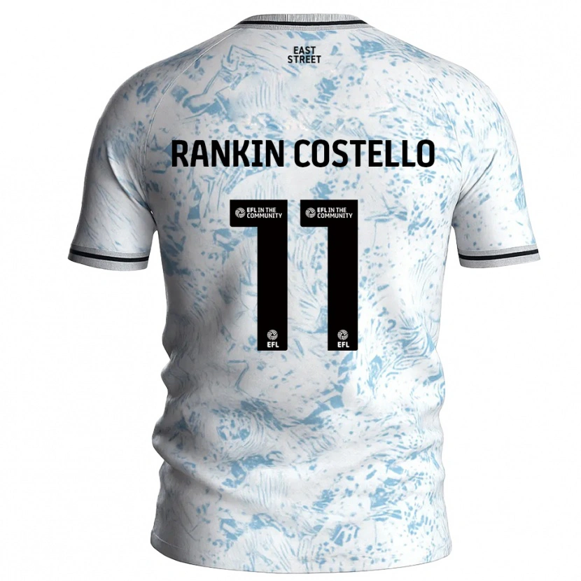 Danxen Kinder Joe Rankin-Costello #11 Weiß Himmelblau Auswärtstrikot Trikot 2025/26 T-Shirt Schweiz