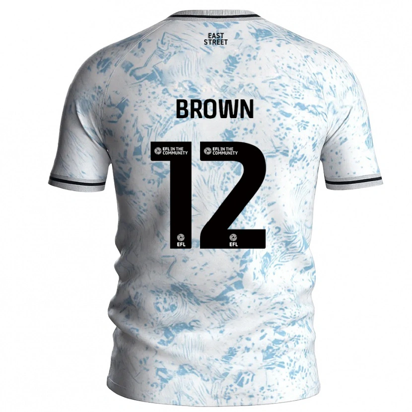 Danxen Kinder Ethan Brown #12 Weiß Himmelblau Auswärtstrikot Trikot 2025/26 T-Shirt Schweiz