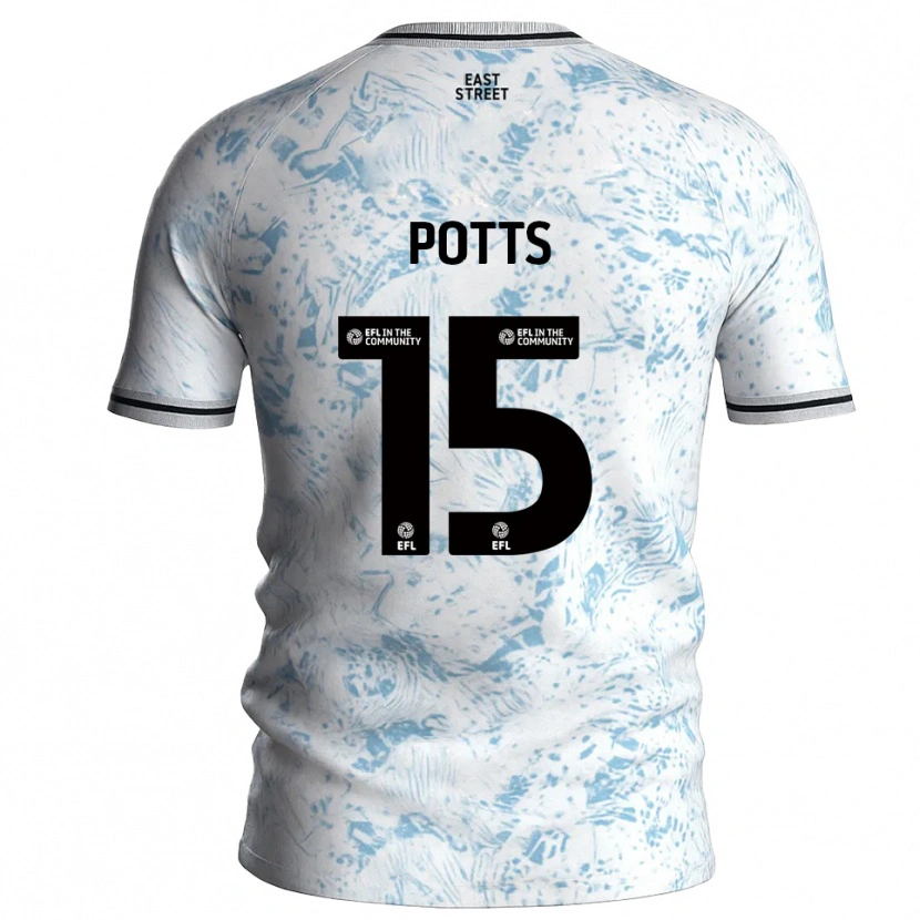Danxen Kinder Dan Potts #15 Weiß Himmelblau Auswärtstrikot Trikot 2025/26 T-Shirt Schweiz