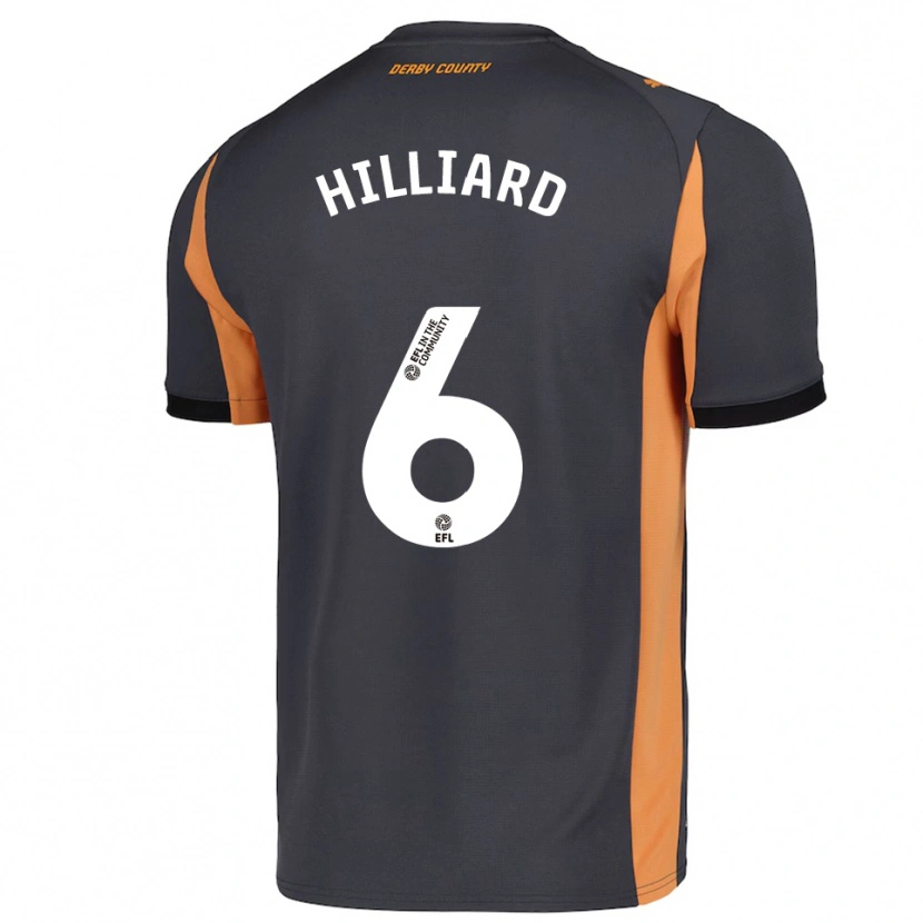 Danxen Kinder Ella Hilliard #6 Grau Orange Schwarz Auswärtstrikot Trikot 2025/26 T-Shirt Schweiz