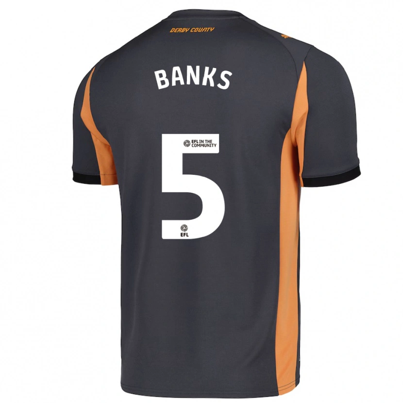 Danxen Kinder Luke Banks #5 Grau Orange Schwarz Auswärtstrikot Trikot 2025/26 T-Shirt Schweiz