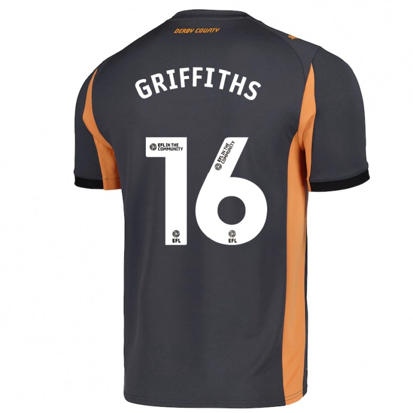 Danxen Kinder Euan Griffiths #16 Grau Orange Schwarz Auswärtstrikot Trikot 2025/26 T-Shirt Schweiz