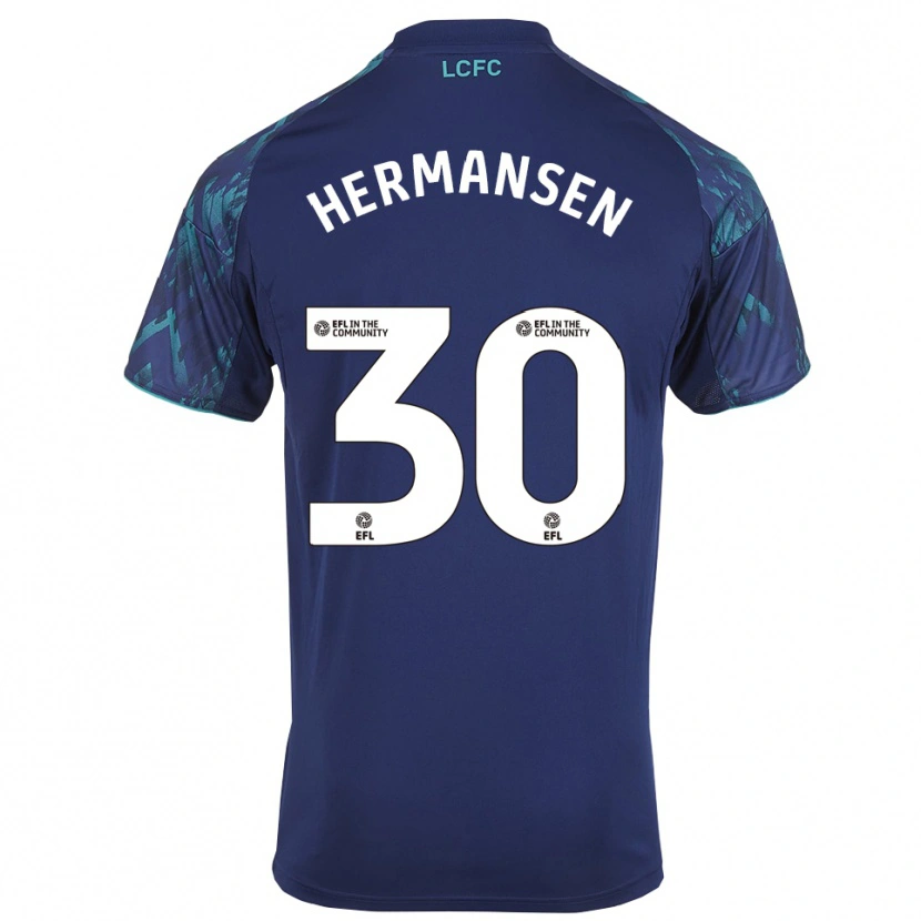Danxen Kinder Mads Hermansen #30 Marinegrün Weiß Auswärtstrikot Trikot 2025/26 T-Shirt Schweiz