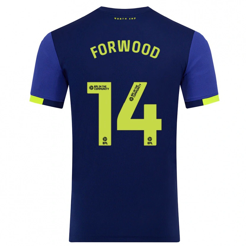Danxen Kinder Charlie Forwood #14 Marine Gelb Auswärtstrikot Trikot 2025/26 T-Shirt Schweiz