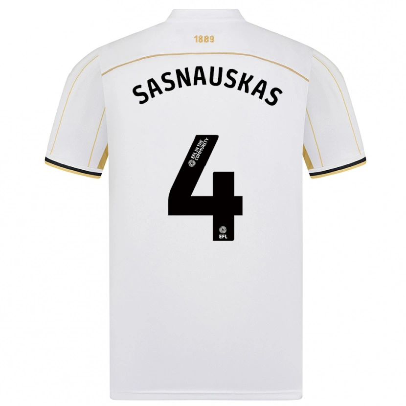 Danxen Kinder Dovydas Sasnauskas #4 Weiß Gold Auswärtstrikot Trikot 2025/26 T-Shirt Schweiz