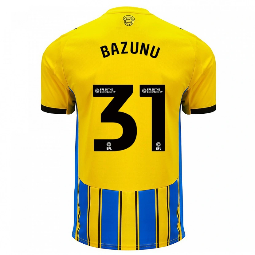 Danxen Kinder Gavin Bazunu #31 Blau Gelb Auswärtstrikot Trikot 2025/26 T-Shirt Schweiz