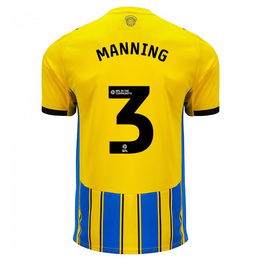 Danxen Kinder Ryan Manning #3 Blau Gelb Auswärtstrikot Trikot 2025/26 T-Shirt Schweiz