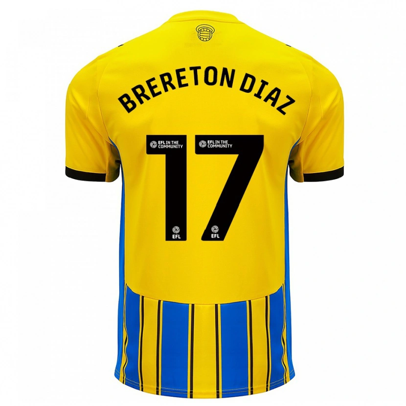 Danxen Kinder Ben Brereton Díaz #17 Blau Gelb Auswärtstrikot Trikot 2025/26 T-Shirt Schweiz