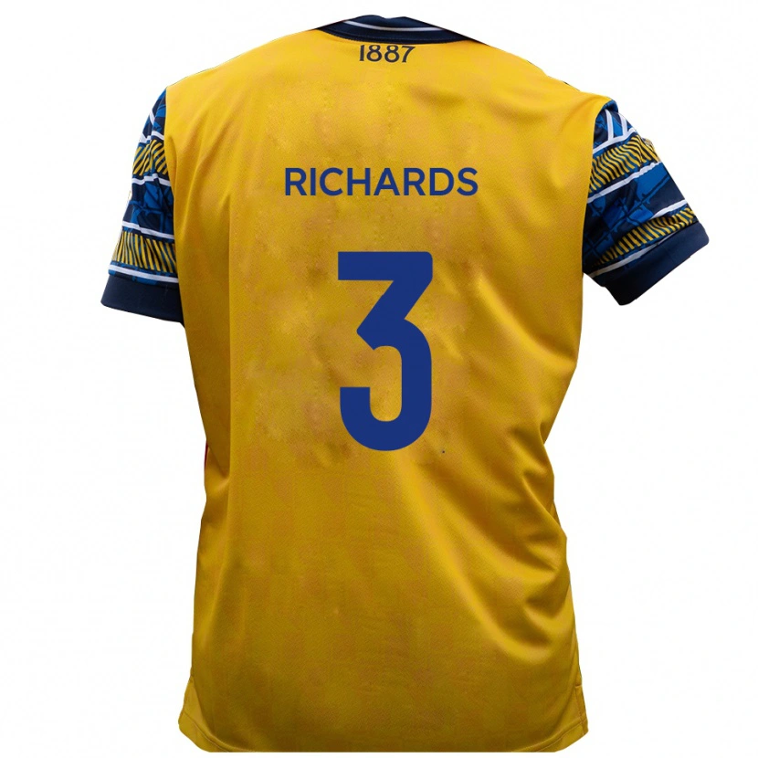 Danxen Kinder Caleb Richards #3 Gelb Schwarz Auswärtstrikot Trikot 2025/26 T-Shirt Schweiz