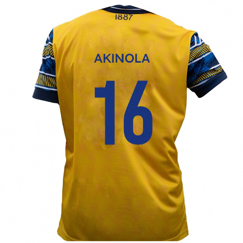Danxen Kinder Tunji Akinola #16 Gelb Schwarz Auswärtstrikot Trikot 2025/26 T-Shirt Schweiz