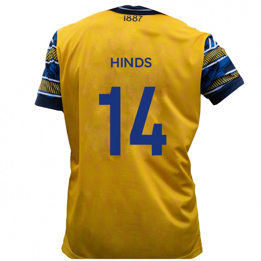 Danxen Kinder Tariq Hinds #14 Gelb Schwarz Auswärtstrikot Trikot 2025/26 T-Shirt Schweiz