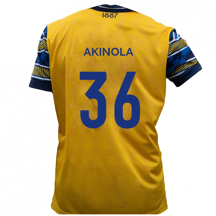 Danxen Kinder Tim Akinola #36 Gelb Schwarz Auswärtstrikot Trikot 2025/26 T-Shirt Schweiz