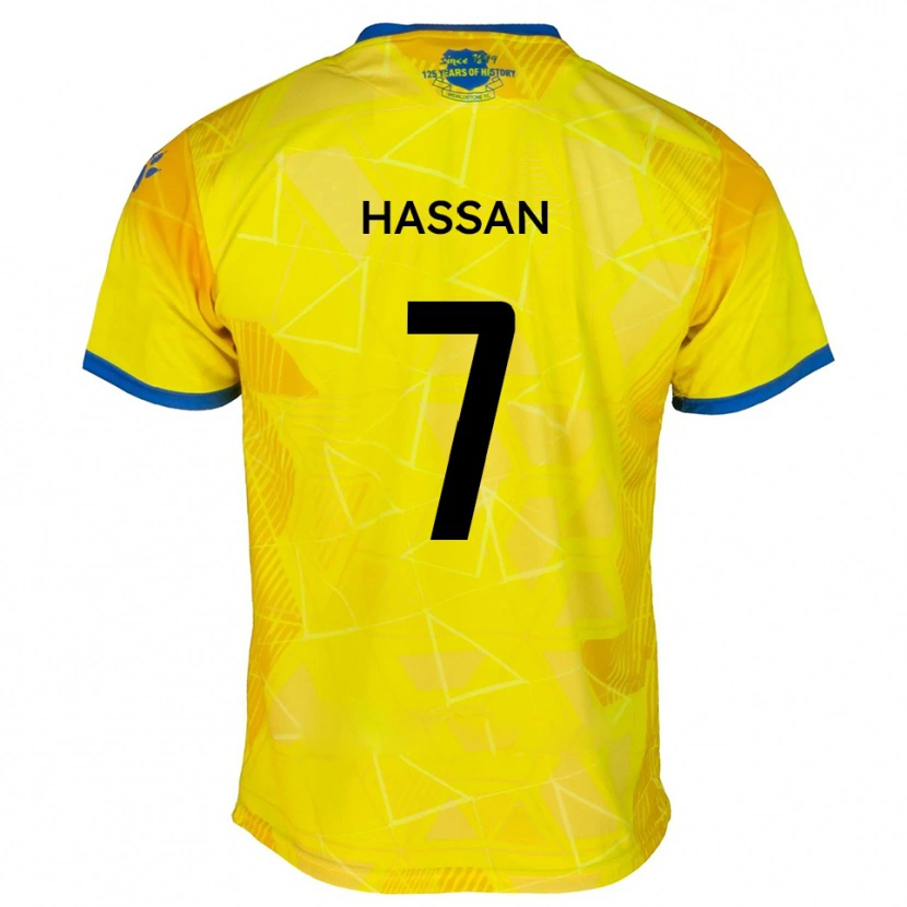 Danxen Kinder Sakariya Hassan #7 Gelb Blau Auswärtstrikot Trikot 2025/26 T-Shirt Schweiz