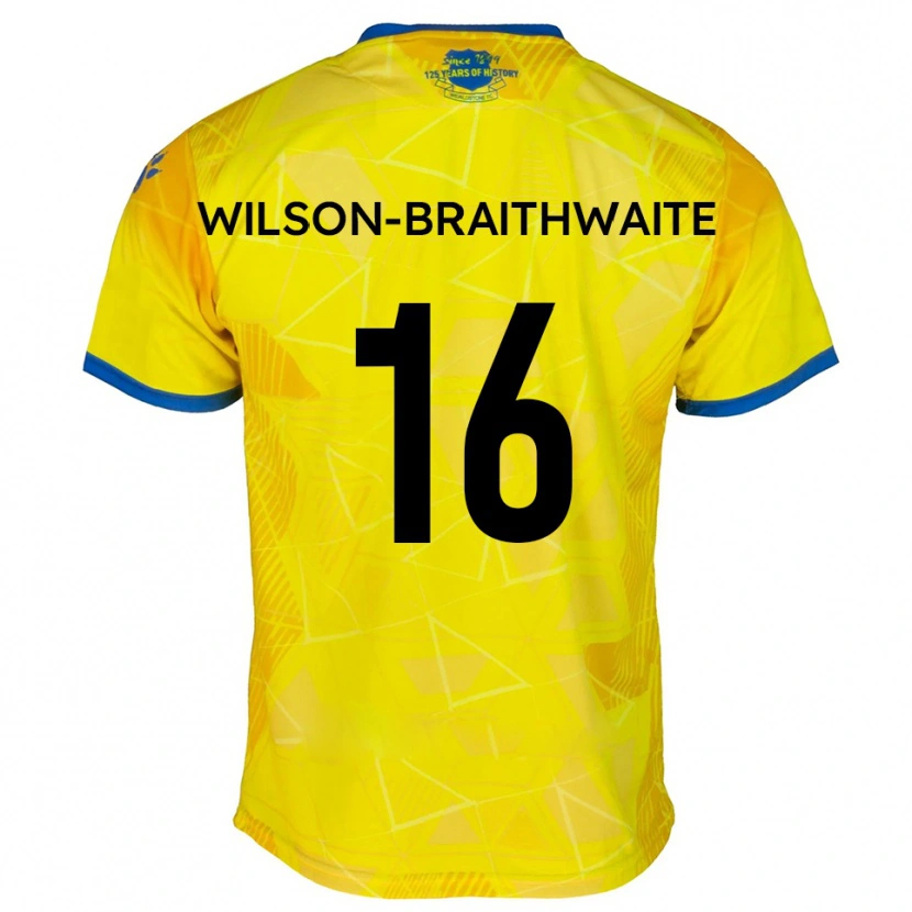 Danxen Kinder Makai Wilson-Braithwaite #16 Gelb Blau Auswärtstrikot Trikot 2025/26 T-Shirt Schweiz