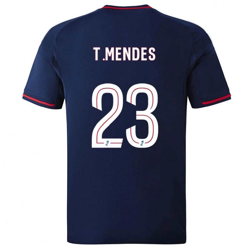 Danxen Kinder Thiago Mendes #23 Marine Rot Auswärtstrikot Trikot 2025/26 T-Shirt Schweiz