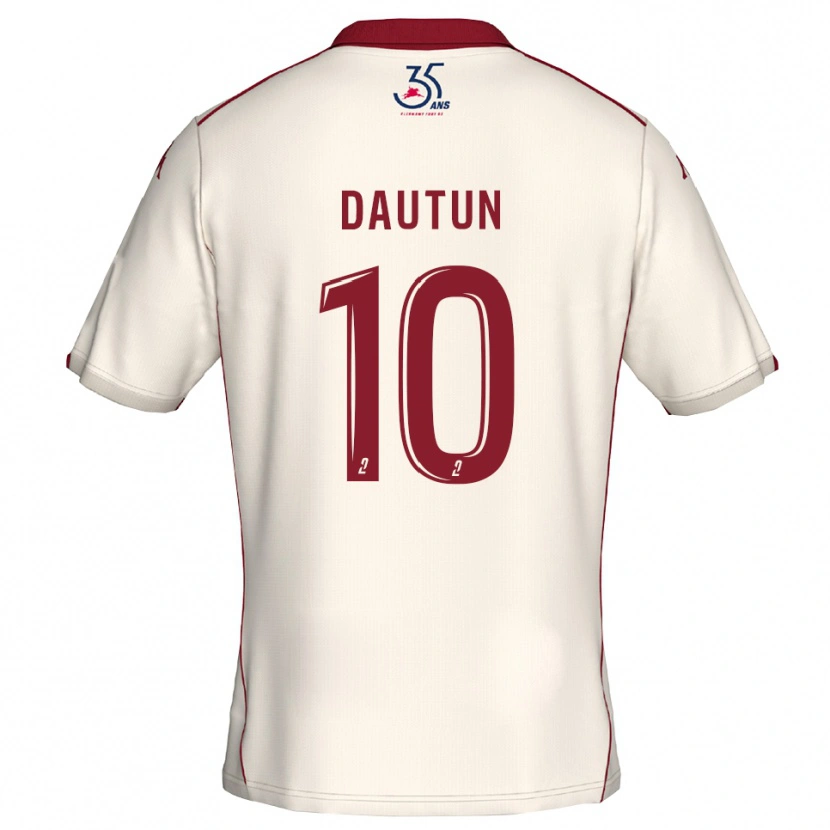 Danxen Kinder Margaux Dautun #10 Weiß Burgunder Auswärtstrikot Trikot 2025/26 T-Shirt Schweiz
