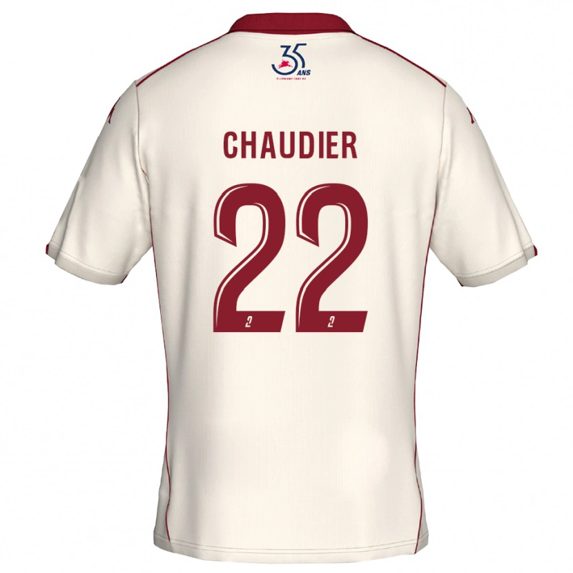 Danxen Kinder Ophélie Chaudier #22 Weiß Burgunder Auswärtstrikot Trikot 2025/26 T-Shirt Schweiz