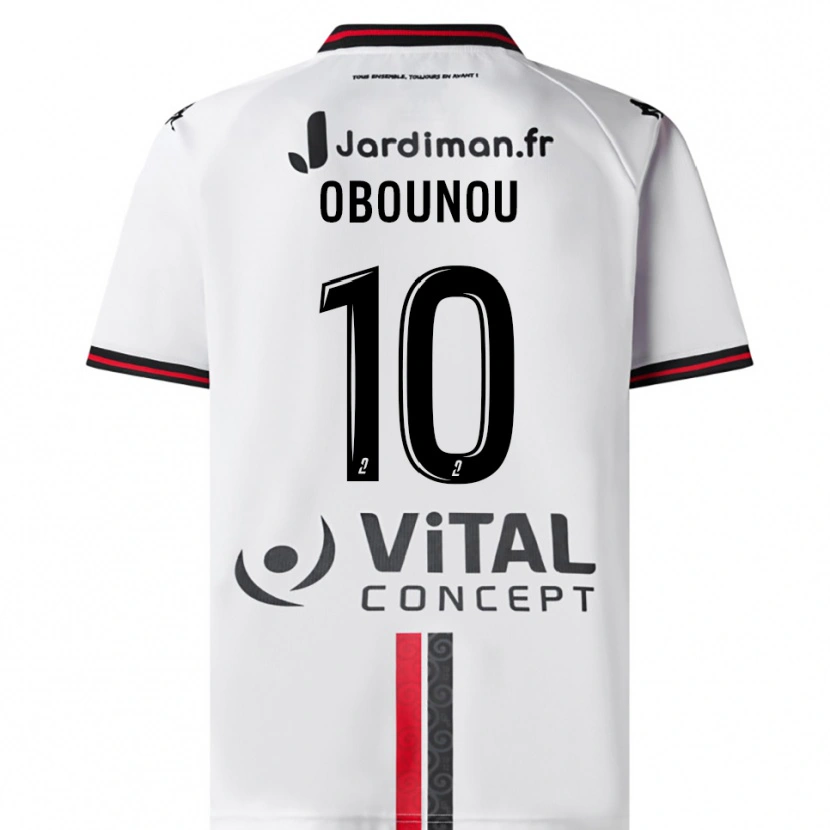 Danxen Kinder Élie Obounou #10 Weiß Rot Auswärtstrikot Trikot 2025/26 T-Shirt Schweiz