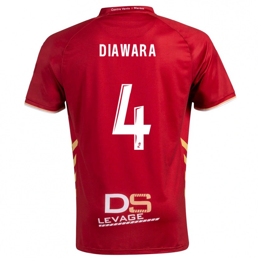 Danxen Kinder Sékhou Diawara #4 Burgunder Gold Auswärtstrikot Trikot 2025/26 T-Shirt Schweiz