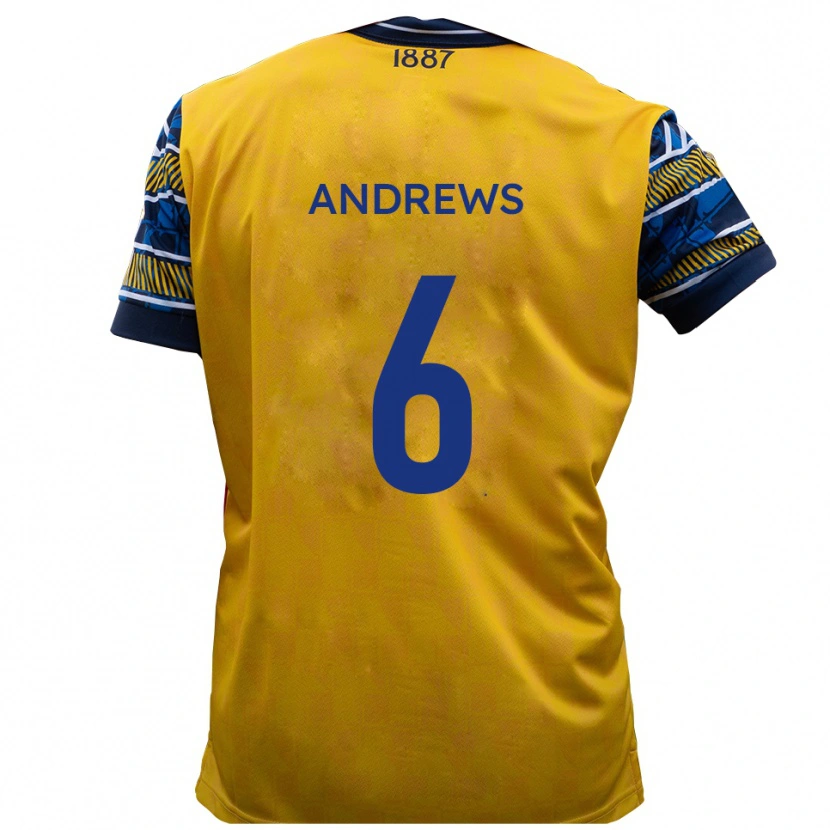 Danxen Herren Jamie Andrews #6 Gelb Schwarz Auswärtstrikot Trikot 2025/26 T-Shirt Schweiz