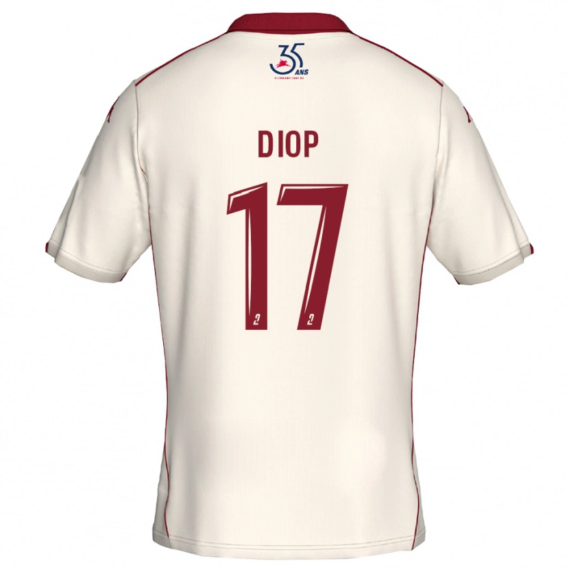 Danxen Herren Ousmane Diop #17 Weiß Burgunder Auswärtstrikot Trikot 2025/26 T-Shirt Schweiz