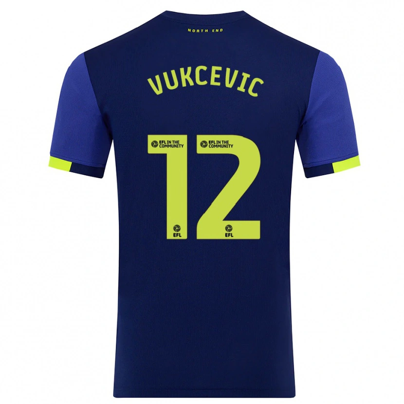 Danxen Damen Andrija Vukcevic #12 Marine Gelb Auswärtstrikot Trikot 2025/26 T-Shirt Schweiz