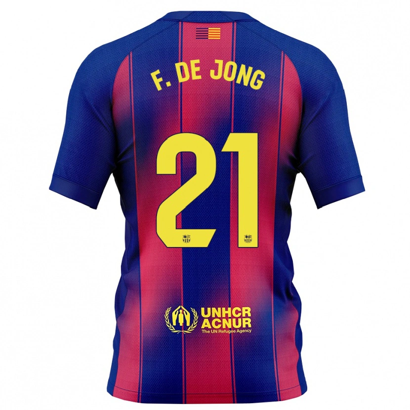 Danxen Kinder Frenkie De Jong #21 Blau Rot Heimtrikot Trikot 2025/26 T-Shirt Schweiz