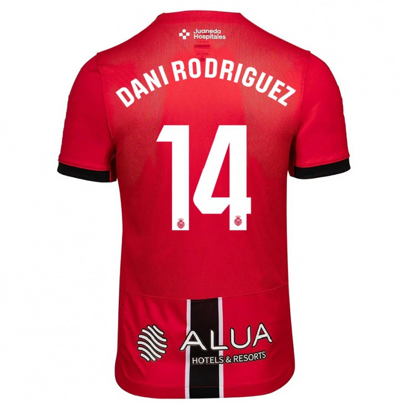 Danxen Kinder Dani Rodríguez #14 Rot Schwarz Heimtrikot Trikot 2025/26 T-Shirt Schweiz