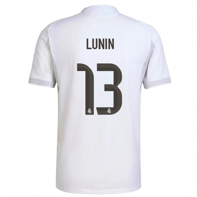 Danxen Kinder Andriy Lunin #13 Weiß Gelb Heimtrikot Trikot 2025/26 T-Shirt Schweiz