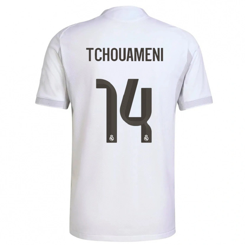 Danxen Kinder Aurélien Tchouaméni #14 Weiß Gelb Heimtrikot Trikot 2025/26 T-Shirt Schweiz