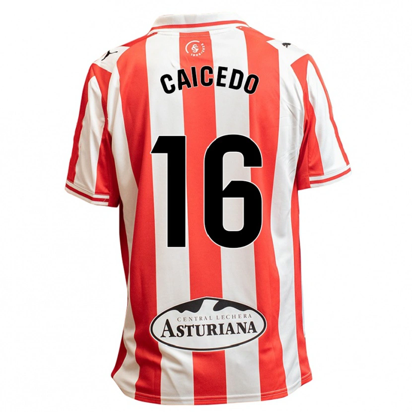 Danxen Kinder Jordy Caicedo #16 Weiß Rot Heimtrikot Trikot 2025/26 T-Shirt Schweiz