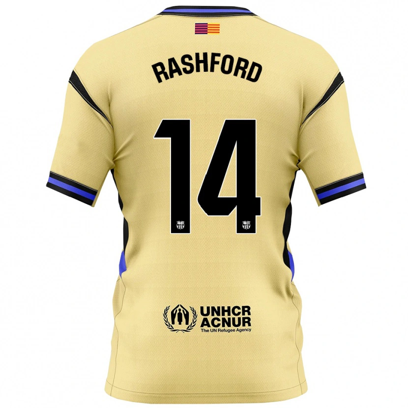 Danxen Kinder Marcus Rashford #14 Gelb Schwarz Auswärtstrikot Trikot 2025/26 T-Shirt Schweiz