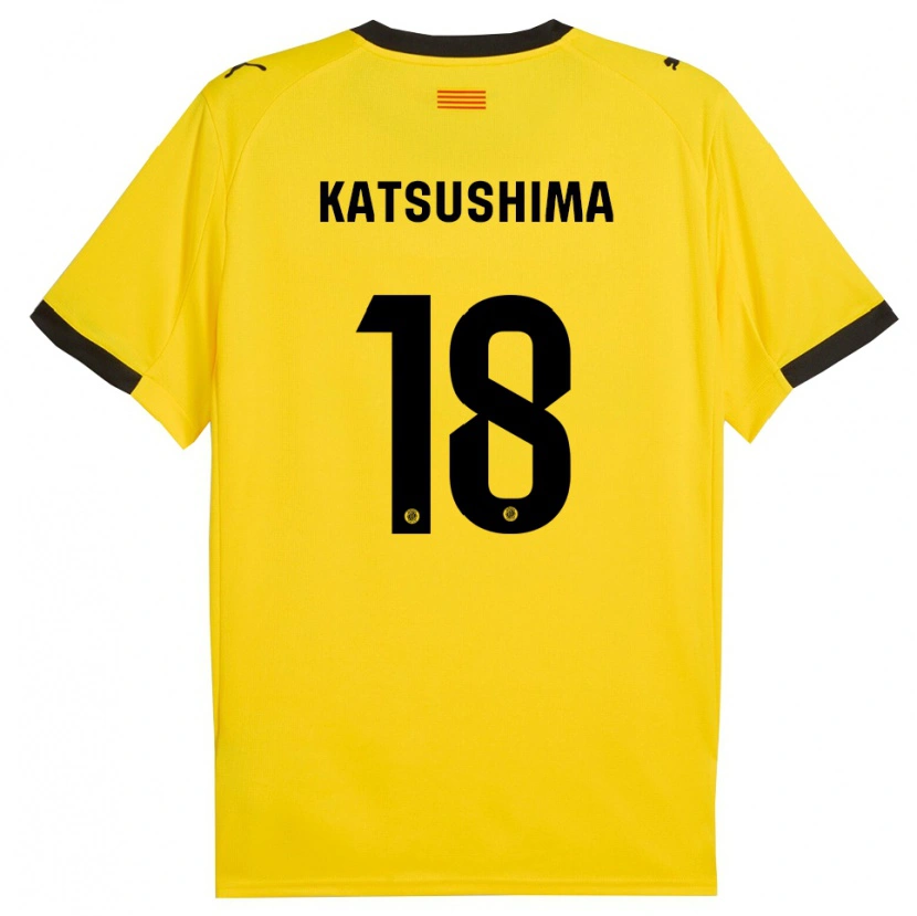 Danxen Kinder Shinnosuke Katsushima #18 Gelb Schwarz Auswärtstrikot Trikot 2025/26 T-Shirt Schweiz