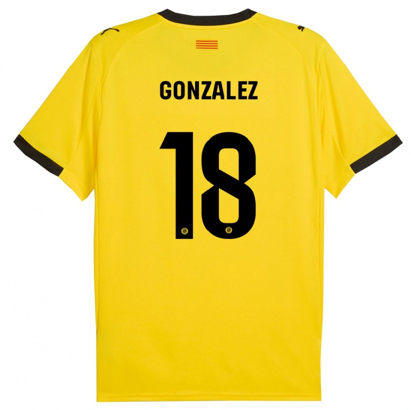 Danxen Kinder Gerard Gonzalez #18 Gelb Schwarz Auswärtstrikot Trikot 2025/26 T-Shirt Schweiz