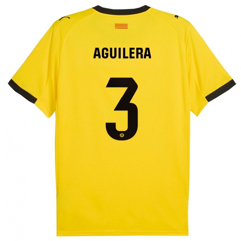 Danxen Kinder Oriol Aguilera #3 Gelb Schwarz Auswärtstrikot Trikot 2025/26 T-Shirt Schweiz