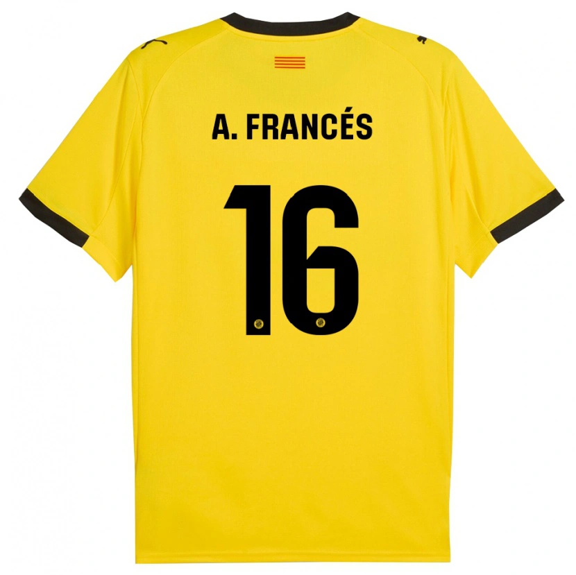 Danxen Kinder Alejandro Francés #16 Gelb Schwarz Auswärtstrikot Trikot 2025/26 T-Shirt Schweiz