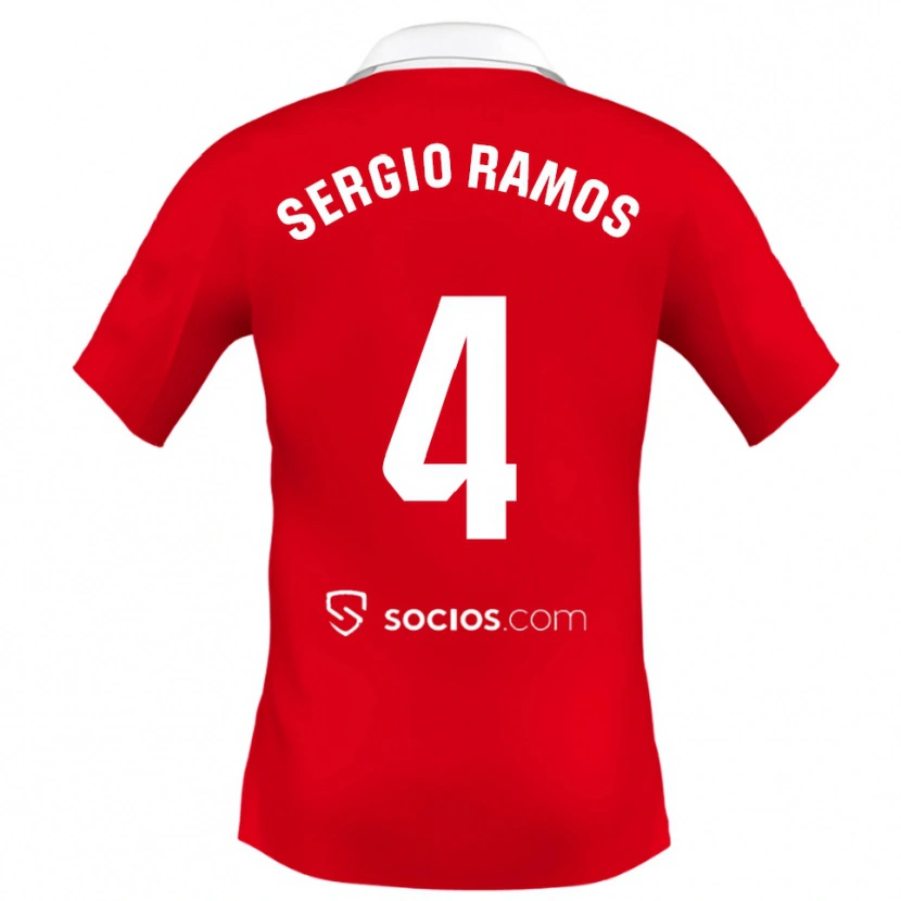 Danxen Kinder Sergio Ramos #4 Rot Weiß Grau Auswärtstrikot Trikot 2025/26 T-Shirt Schweiz