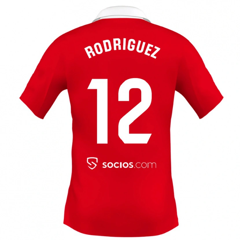 Danxen Kinder Lucía María Rodríguez Herrero #12 Rot Weiß Grau Auswärtstrikot Trikot 2025/26 T-Shirt Schweiz