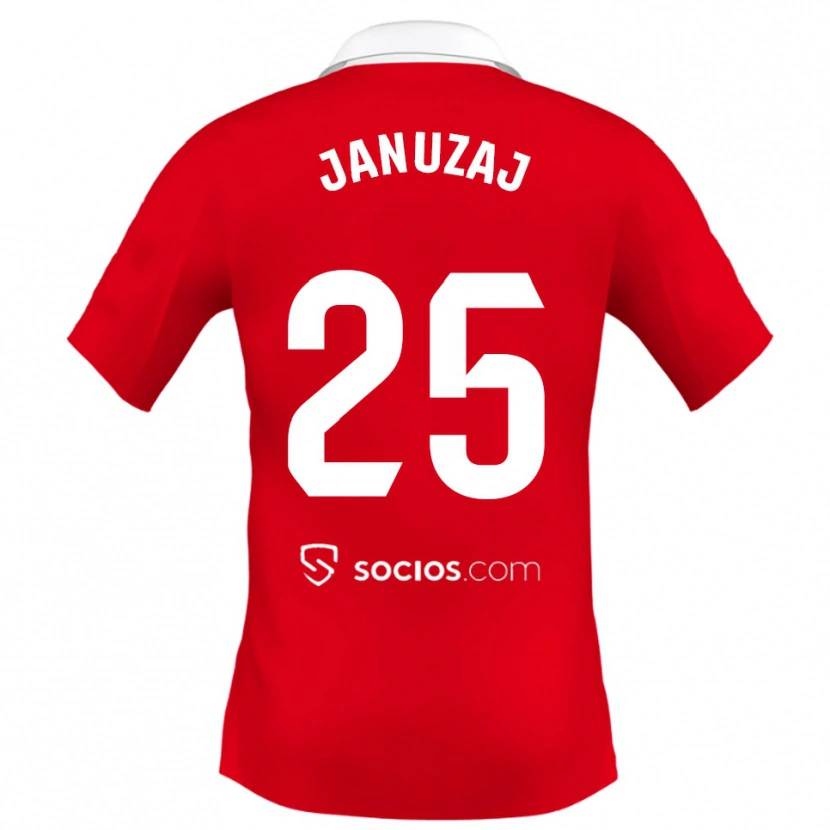 Danxen Kinder Adnan Januzaj #25 Rot Weiß Grau Auswärtstrikot Trikot 2025/26 T-Shirt Schweiz