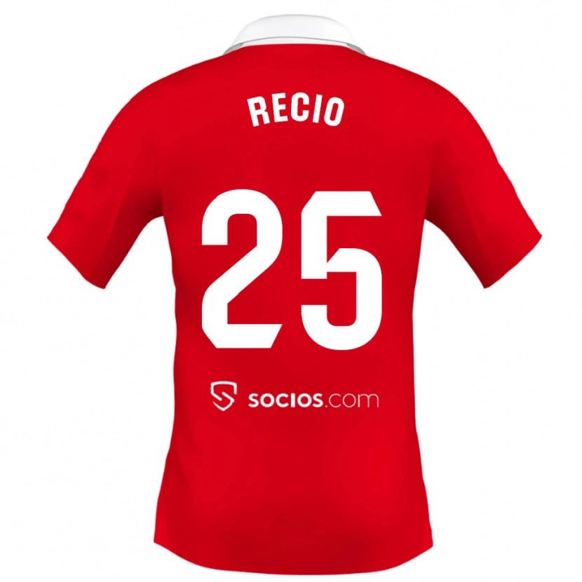 Danxen Kinder Sergio Recio #25 Rot Weiß Grau Auswärtstrikot Trikot 2025/26 T-Shirt Schweiz
