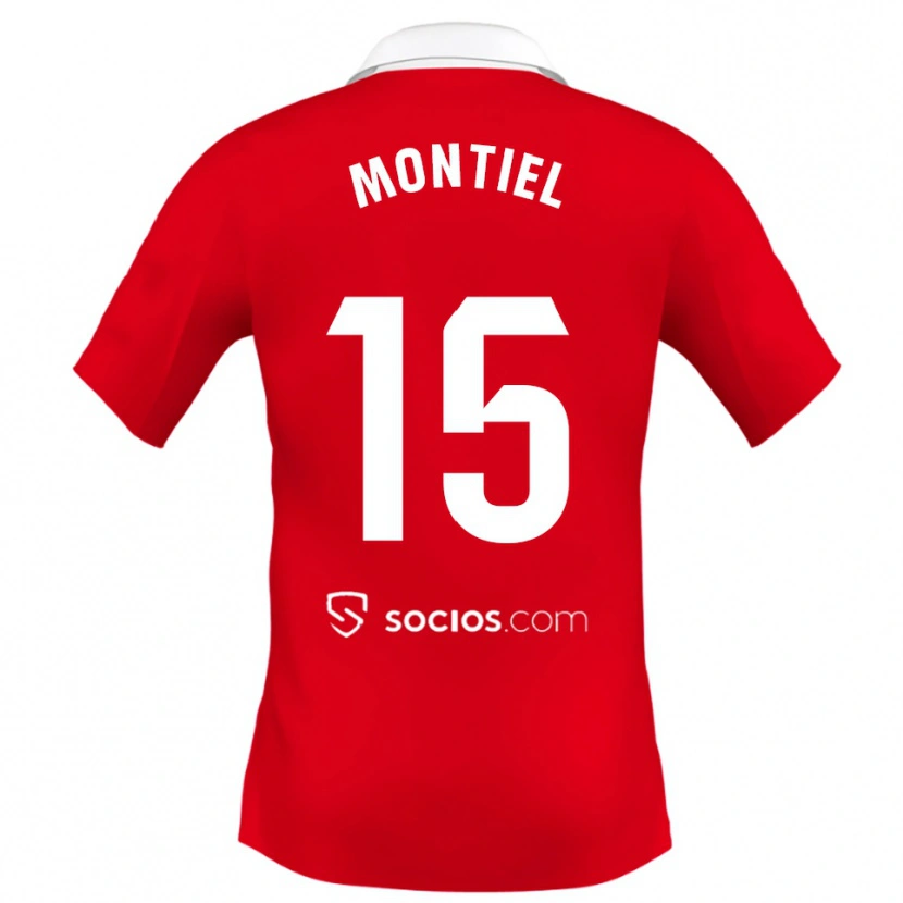 Danxen Kinder Gonzalo Montiel #15 Rot Weiß Grau Auswärtstrikot Trikot 2025/26 T-Shirt Schweiz