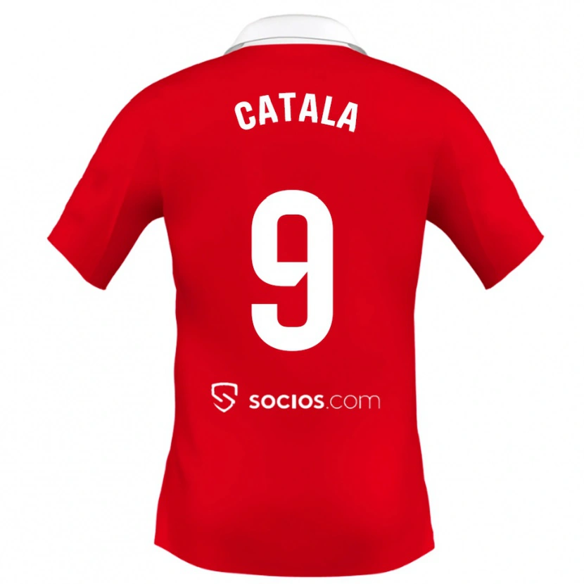 Danxen Kinder Rubén Catalá #9 Rot Weiß Grau Auswärtstrikot Trikot 2025/26 T-Shirt Schweiz