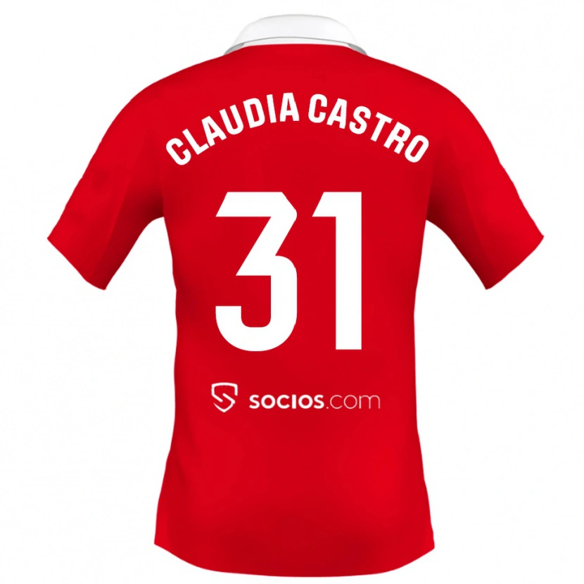 Danxen Kinder Claudia Castro Romero #31 Rot Weiß Grau Auswärtstrikot Trikot 2025/26 T-Shirt Schweiz