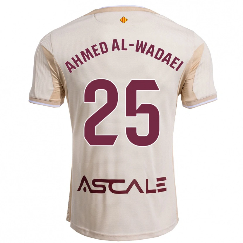 Danxen Kinder Sayed Ahmed Al-Wadaei #25 Cremeweiß Burgunderrot Auswärtstrikot Trikot 2025/26 T-Shirt Schweiz
