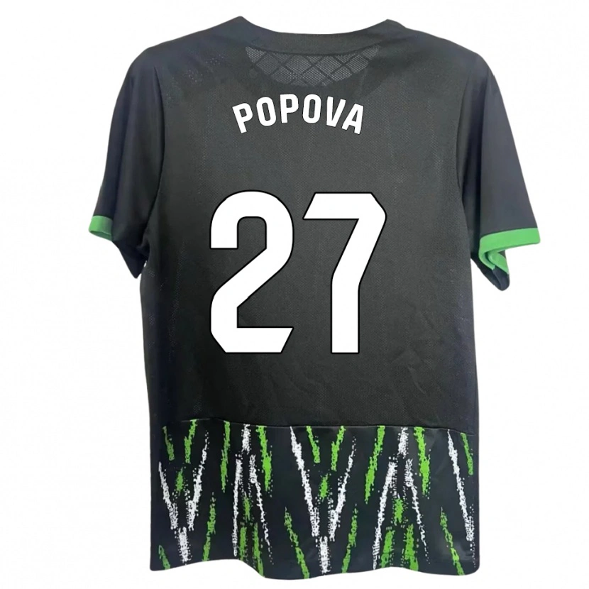 Danxen Kinder Ángela Popova Fedorova #27 Schwarz Grün Auswärtstrikot Trikot 2025/26 T-Shirt Schweiz
