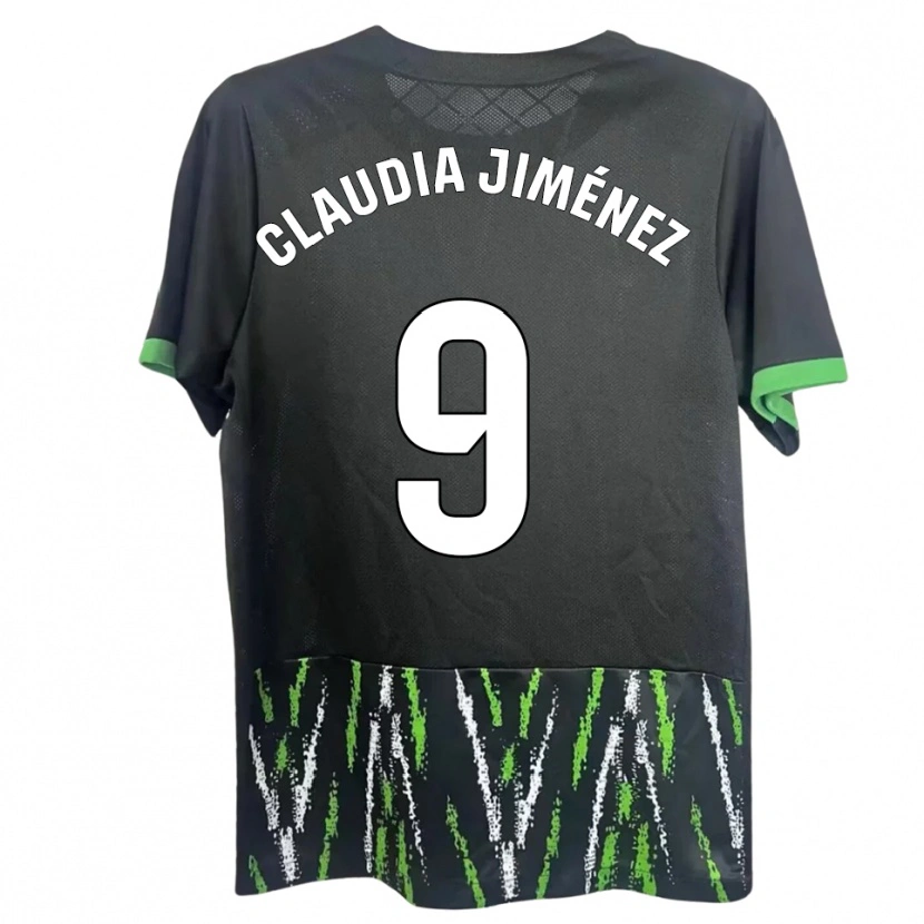 Danxen Kinder Claudia Jiménez Gutiérrez #9 Schwarz Grün Auswärtstrikot Trikot 2025/26 T-Shirt Schweiz