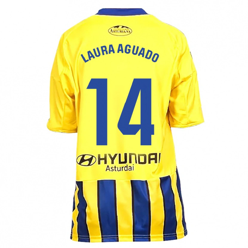 Danxen Kinder Laura Aguado #14 Gelb Blau Auswärtstrikot Trikot 2025/26 T-Shirt Schweiz